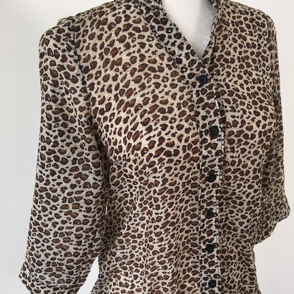 Leopard Print Button Down Blouse - image 3